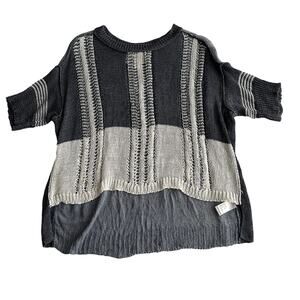 Brochu Walker 100% Linen Boxy Open‎ Knit Short Sleeve Scoop Neck Sweater Tee S